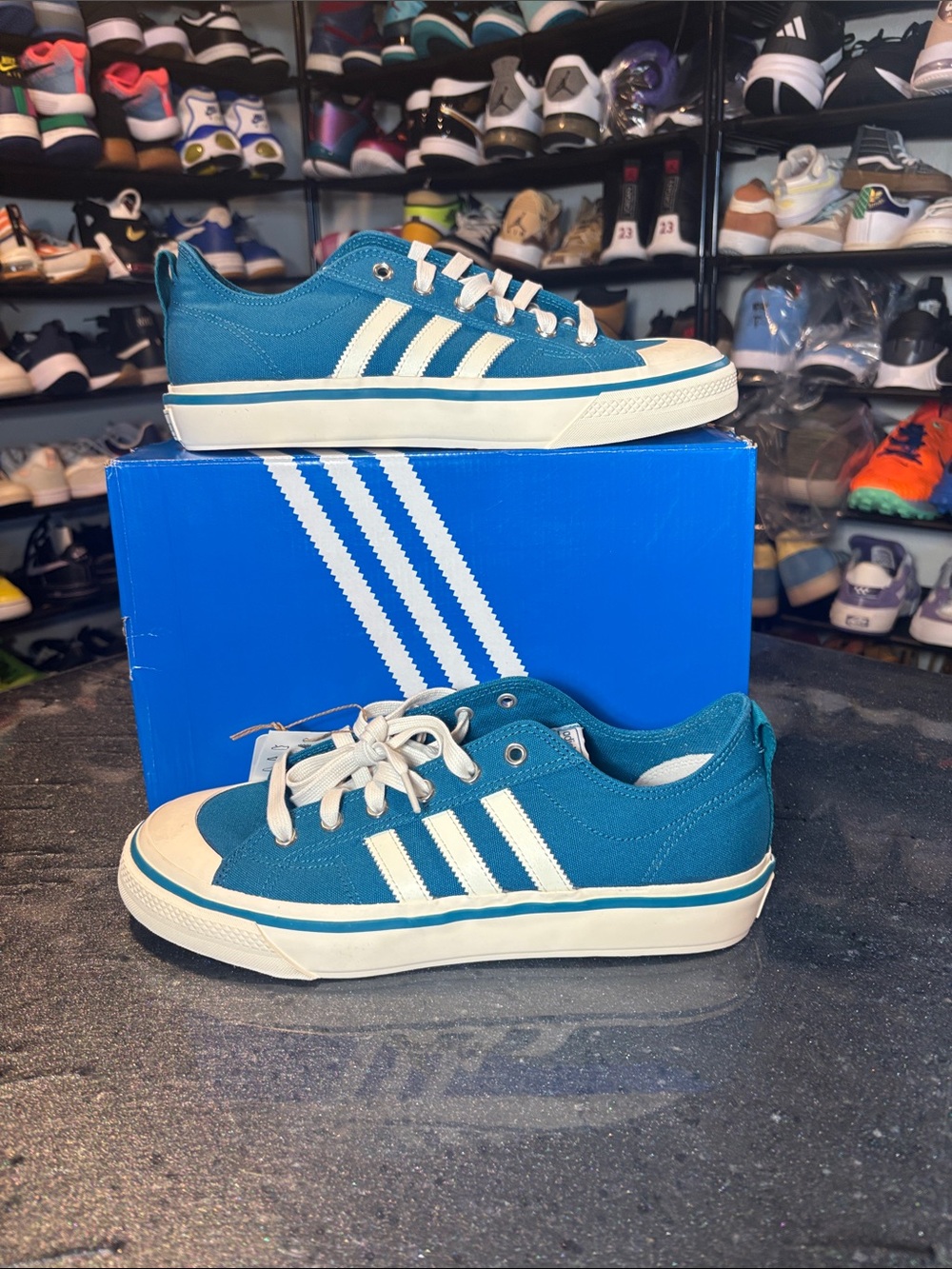 Adidas Nizza RF Originals Blue White Sneakers Retro HQ8566 Mens Size 10